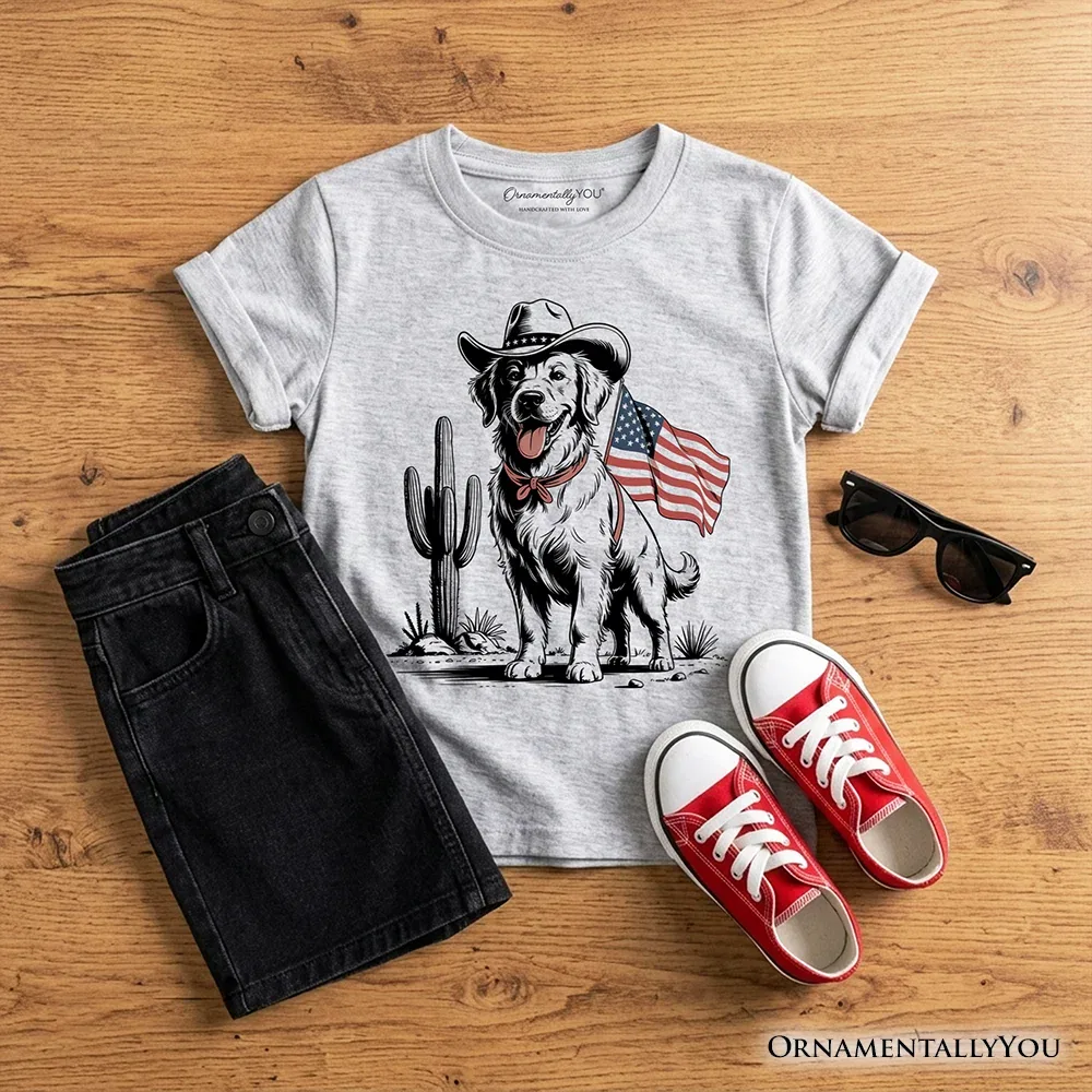 Детская футболка с принтом American Cowboy Dog OrnamentallyYou, Sport Gray
