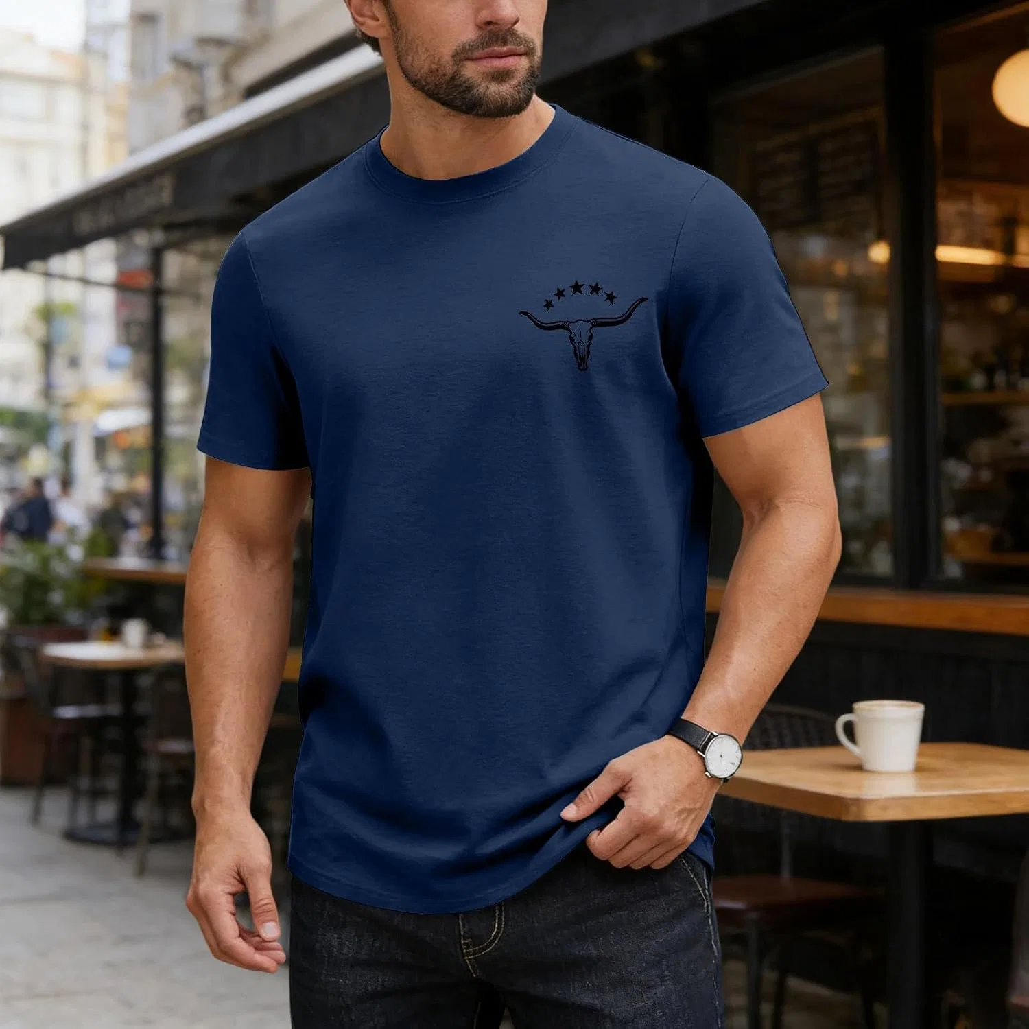 Мужская футболка с круглым вырезом, Light Blue — фото 2