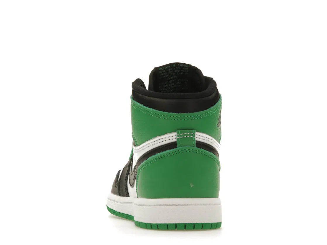 Детские кроссовки высокие с принтом Jordan 1 Retro High OG Lucky Green Jordan, Black/Lucky Green White — фото 4