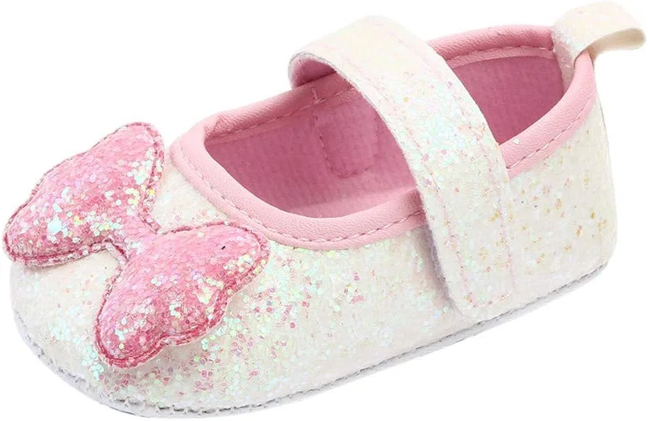 Детские туфли для девочек с бантом и пайетками, Pink