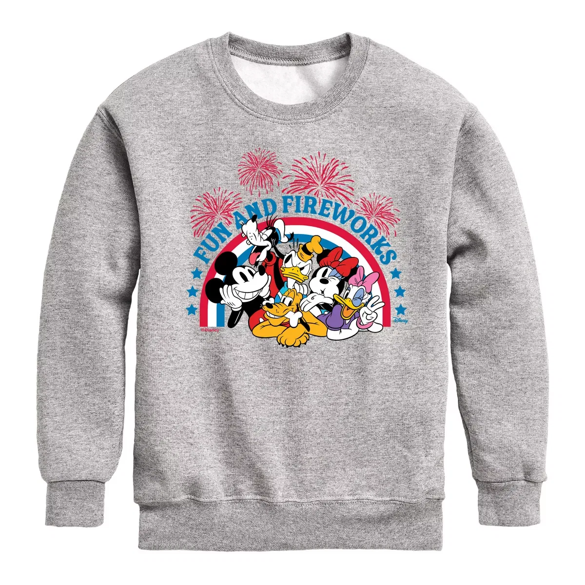 Детский свитшот с принтом Fun And Fireworks Disney, Athletic Heather