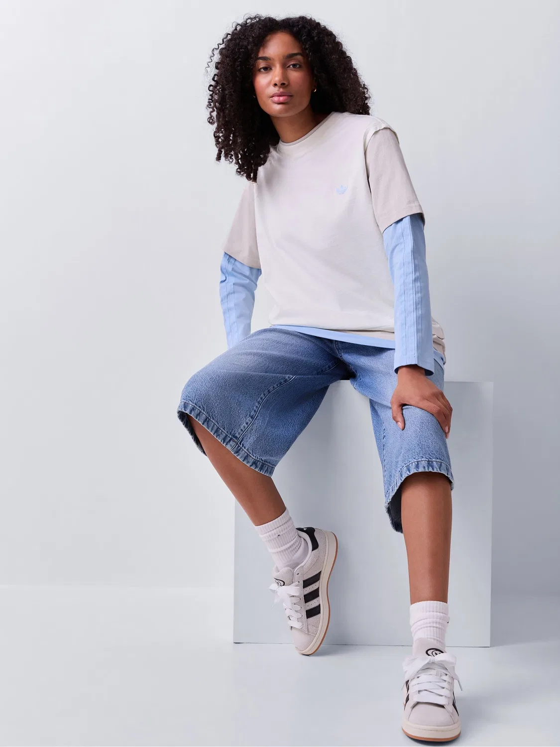 Футболка с длинным рукавом, свободная, adidas Originals, белый — фото 2