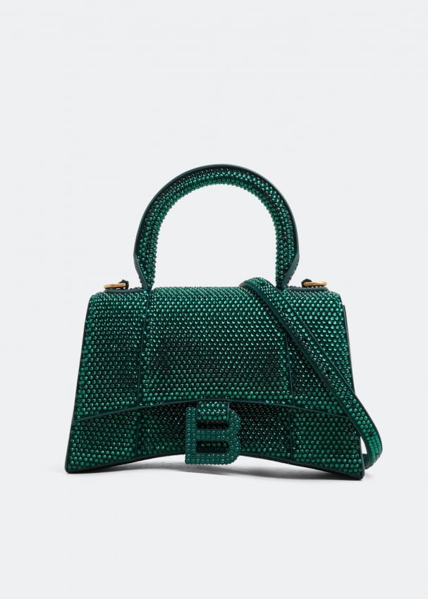 

Сумка BALENCIAGA Hourglass XS embellished top-handle bag, зеленый