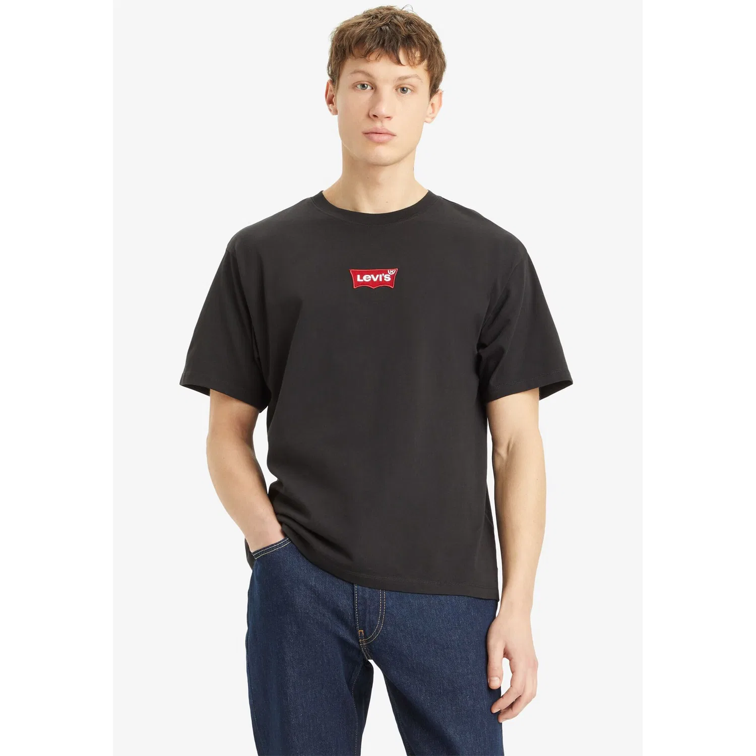 Мужская хлопковая футболка с логотипом Levi's, Caviar — фото 4