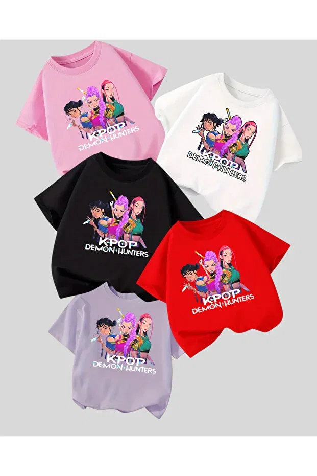 Детская футболка с принтом Kpop Demon Hunters Kids Design Toum, Pink — фото 2