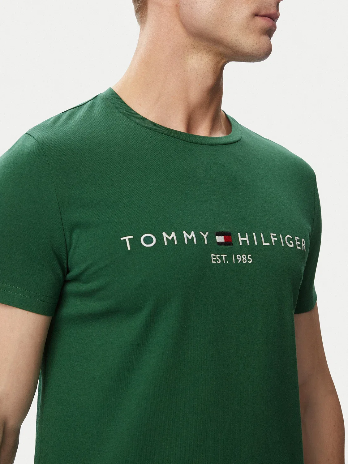 Мужская футболка стандартного кроя Logo Tommy Hilfiger, темно-зеленый — фото 4
