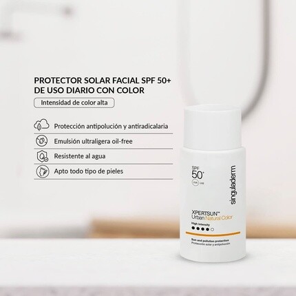 Singuladerm XPERTSUN Urban Natural Color Высокоинтенсивный солнцезащитный крем для лица SPF 50+ 50 мл — фото 2