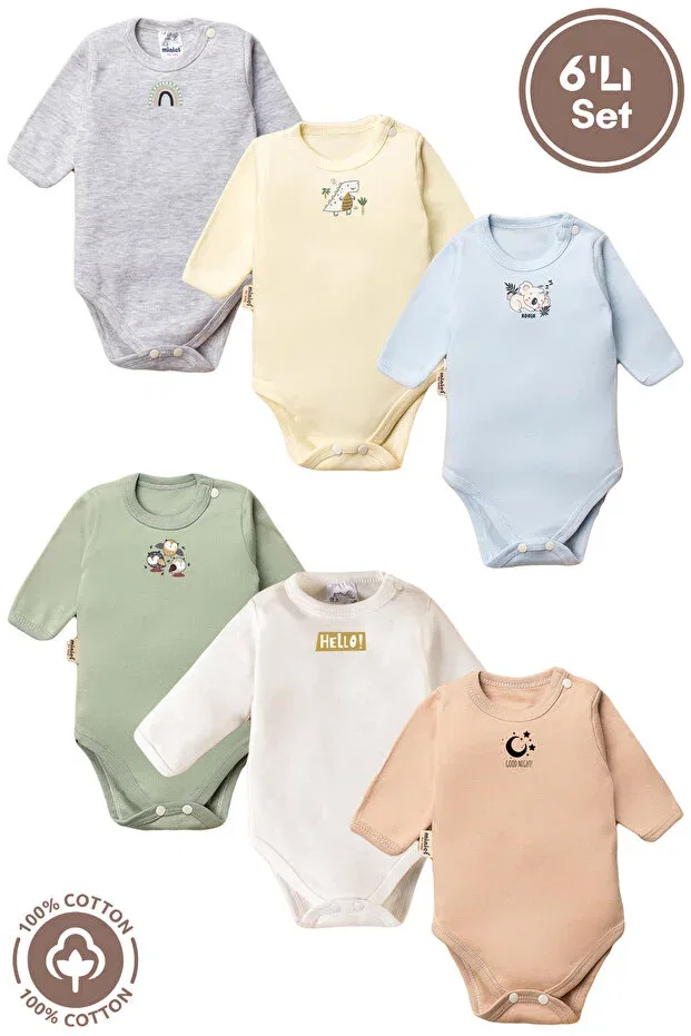 Детское боди с длинным рукавом 6 предметов Miniel, Blue