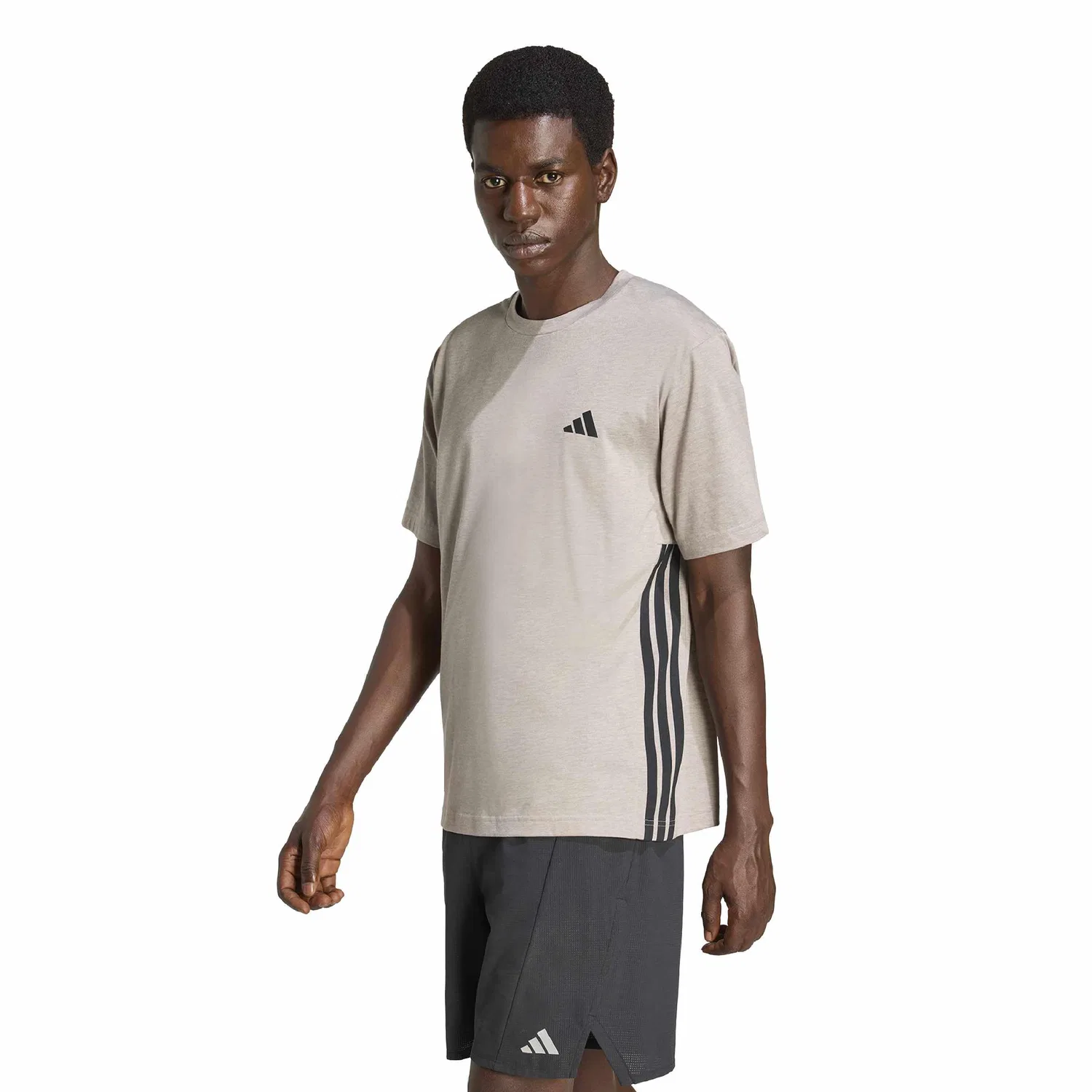 Мужская футболка с длинным рукавом Workout Essentials Feelready 3 Stripes adidas, Medium Grey Heather/Black — фото 3