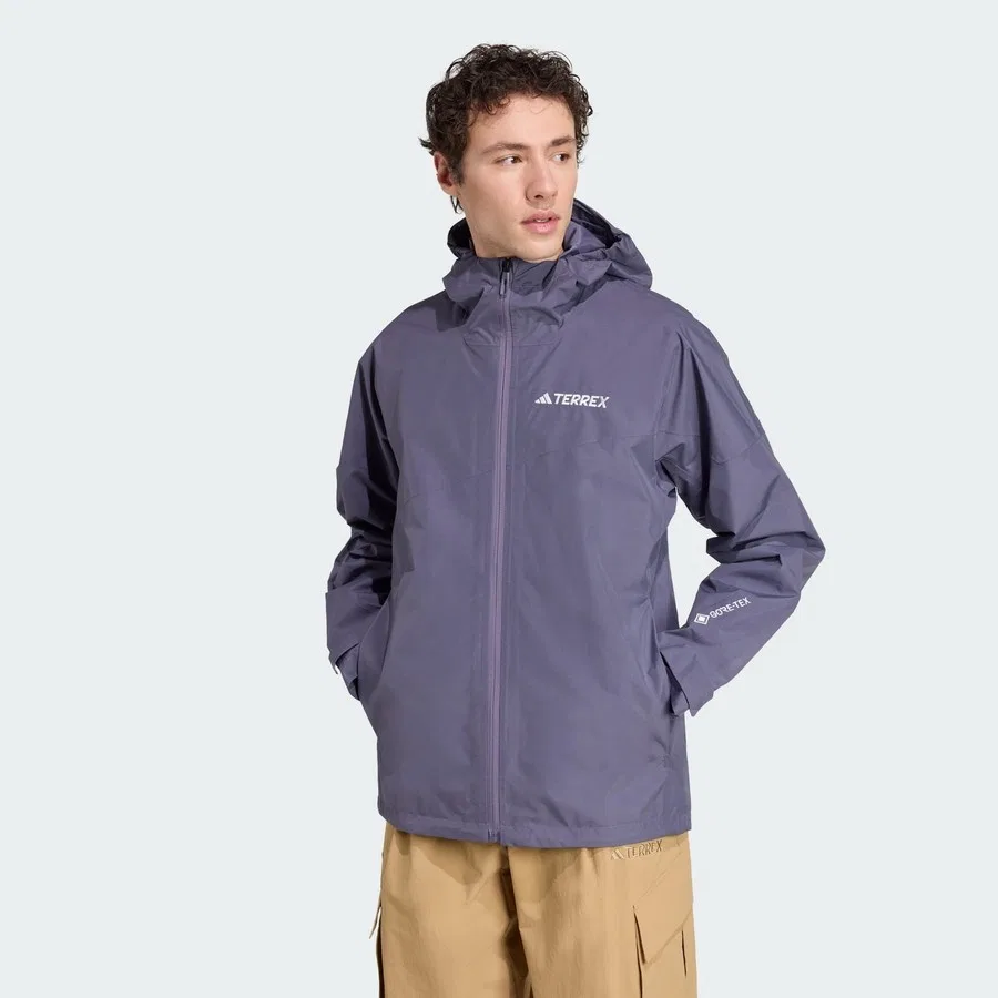Дождевик для активного отдыха с капюшоном Terrex Xperior 2L GORE-TEX Performance Jacket adidas, Фиолетовый