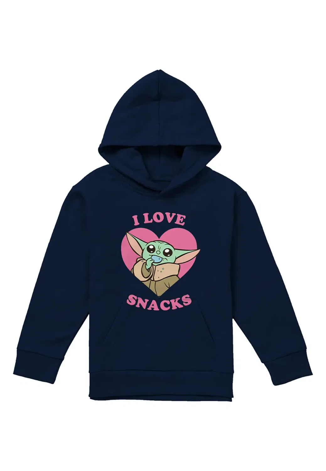 Star Wars - The Mandalorian Детский пуловер с капюшоном Star Wars The Mandalorian Grogu I Love Snacks, Navy