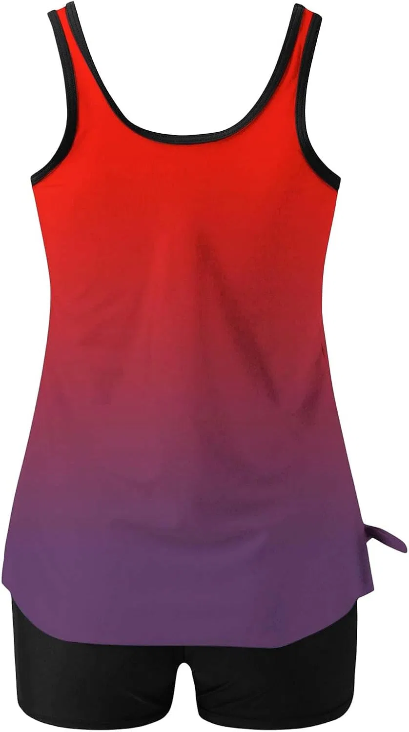 Женский танкини с галстуком, с завышенной талией, модель Womens summer swim suits, Red — фото 3
