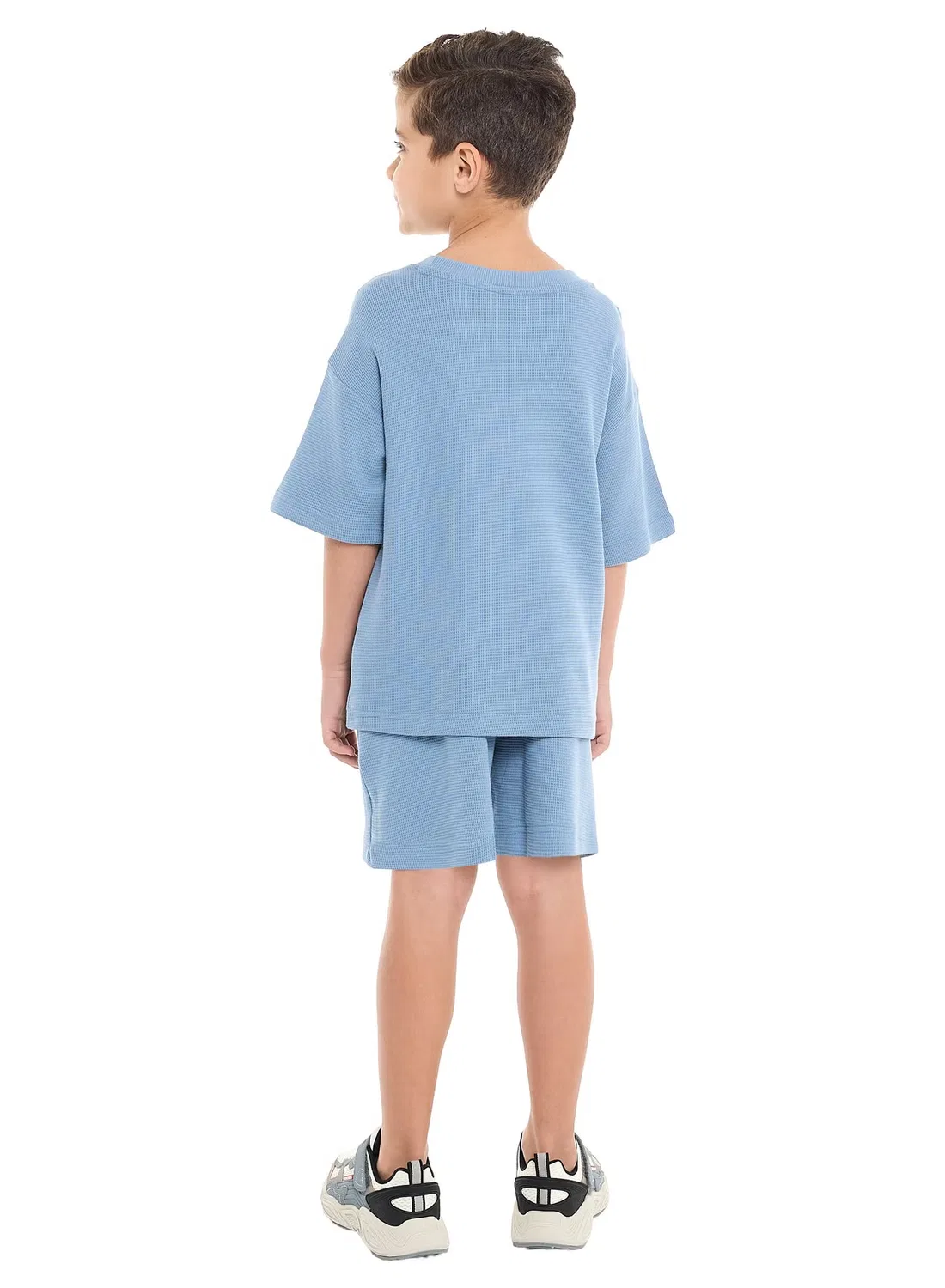 Комплект из футболки и шорт с жаккардовым принтом, модель Oversized, Victor And Jane, голубой — фото 4