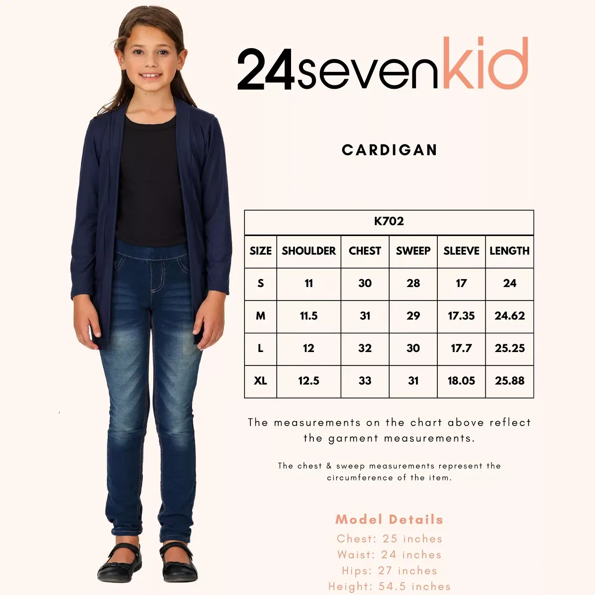 Детский кардиган для девочек с длинным рукавом 24seven Comfort Apparel, Black — фото 4