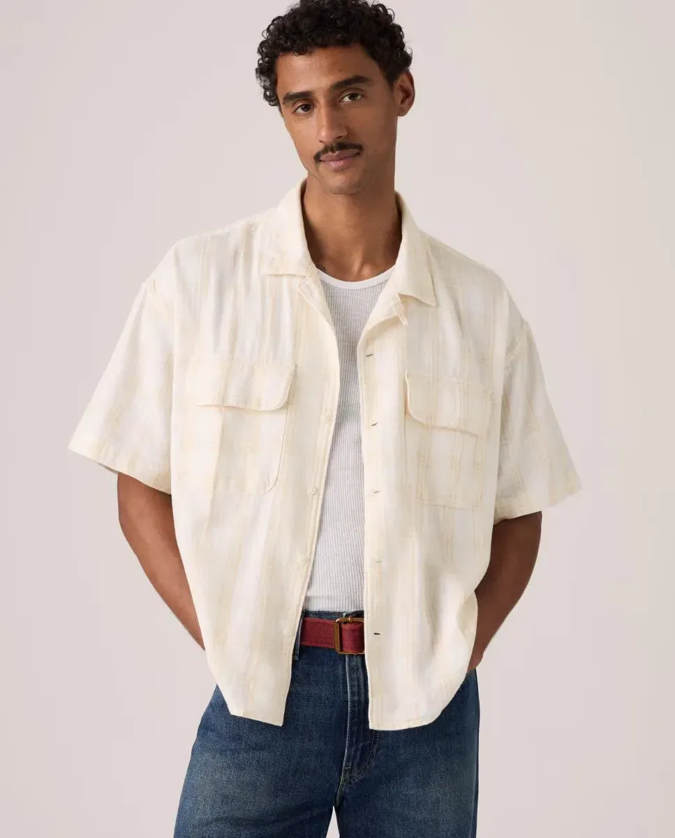 Мужская укороченная рубашка с коротким рукавом из льна и хлопка Levi's, Multicolor — фото 3