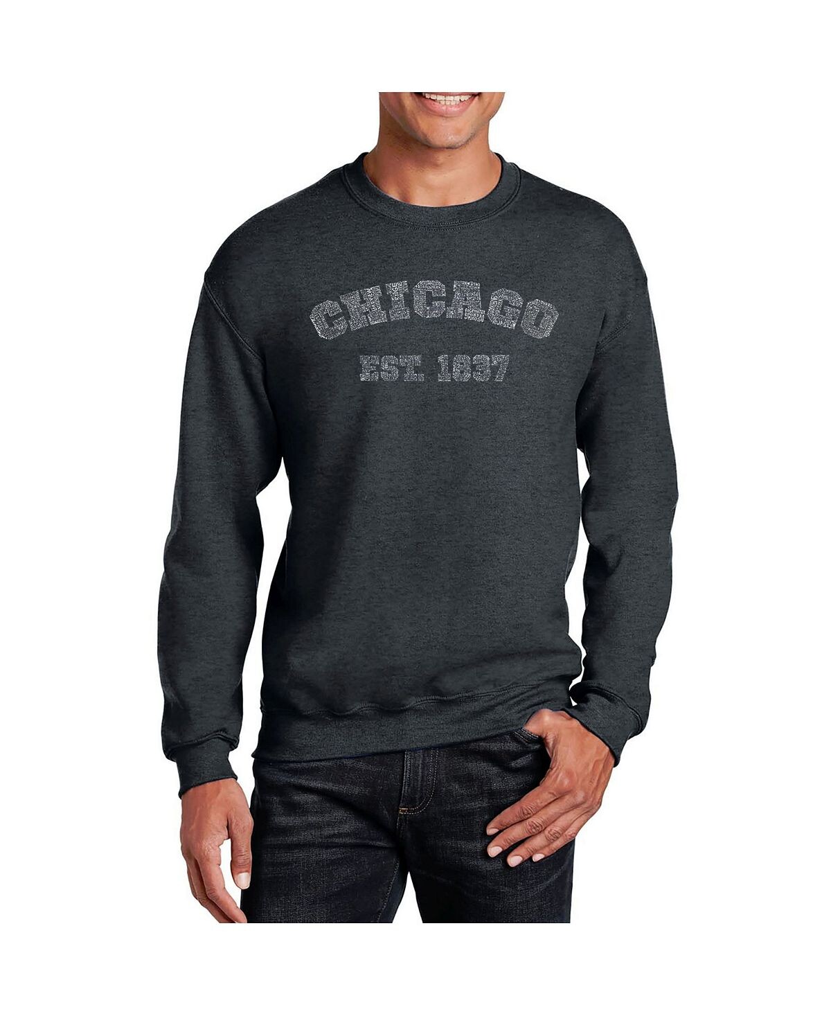 

Мужская толстовка word art chicago 1837 с круглым вырезом LA Pop Art, серый