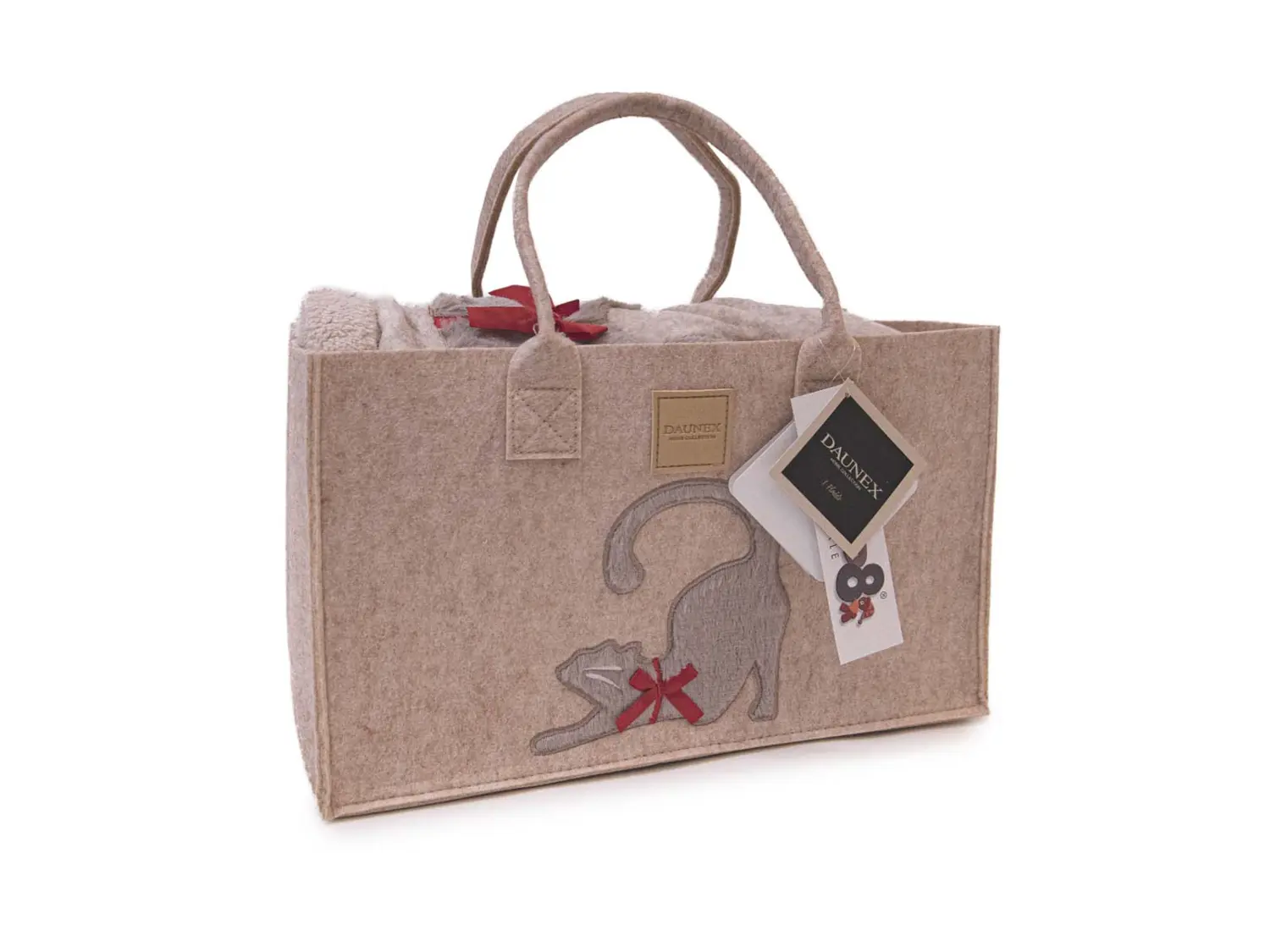 

Плед Daunex Fleece Soft Puss 130×160 с фетровой сумкой, темно-бежевый