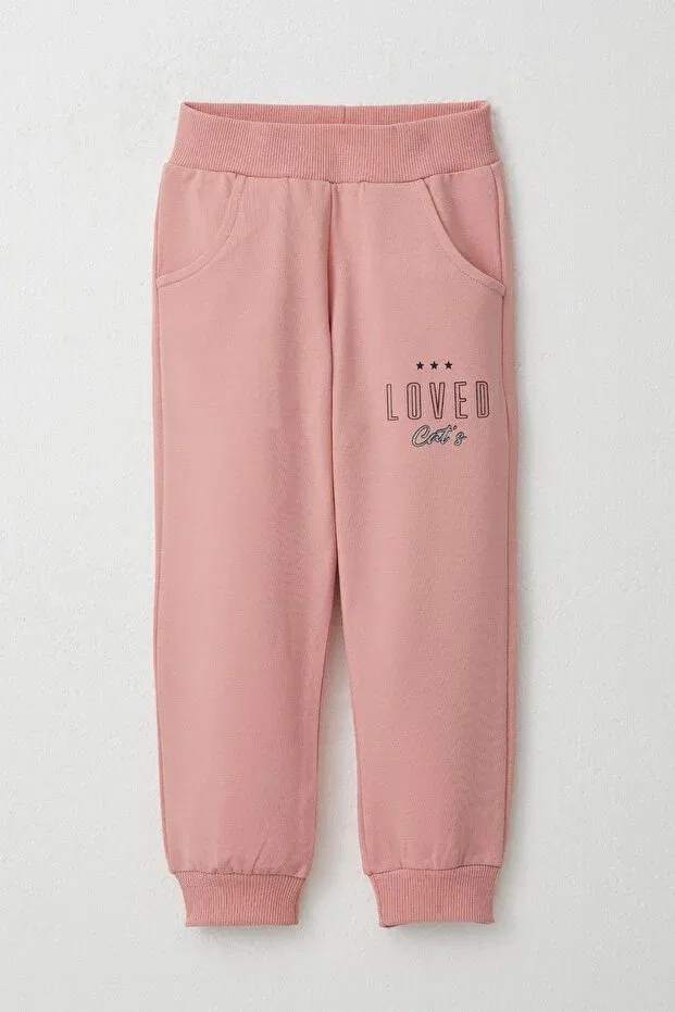 Детский спортивный комплект для девочек с принтом Girl'S tracksuit set with cute kitten print Breeze, Light Gray Melange — фото 3