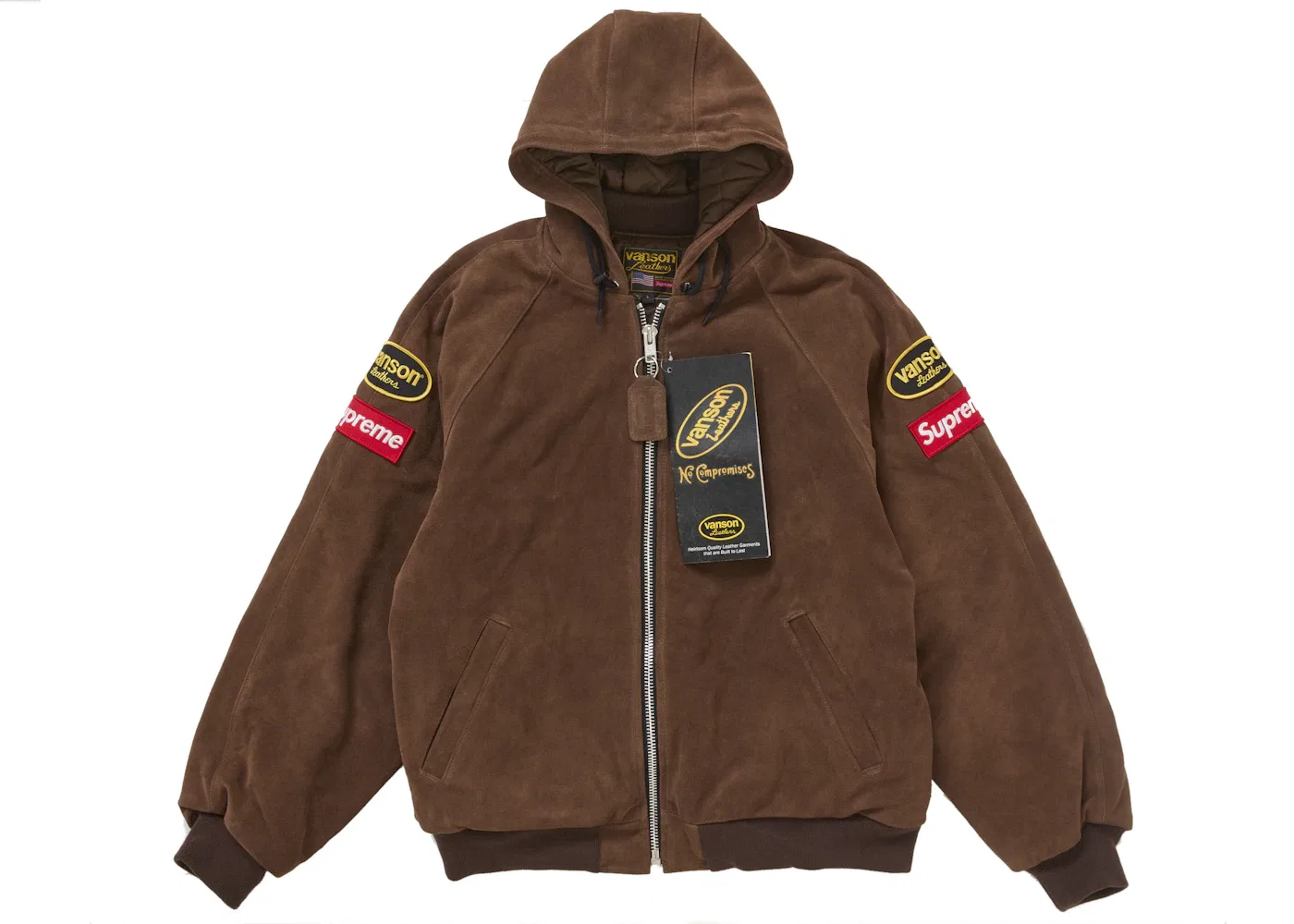 Мужская куртка с капюшоном из замши Supreme Vanson Leathers, Suede