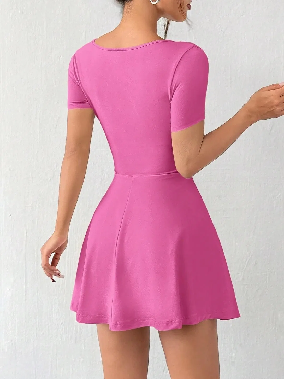 Женское платье-трапеция с квадратным вырезом Bodycon, Hot Pink — фото 2