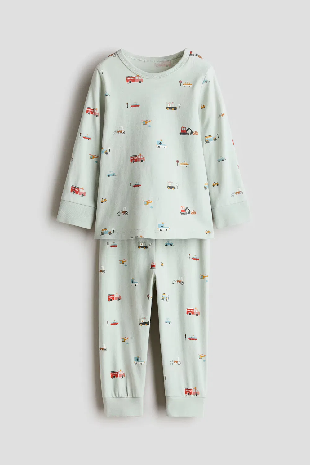 Пижама из набивного хлопка H&M, Helles Mattgrün/Gemustert