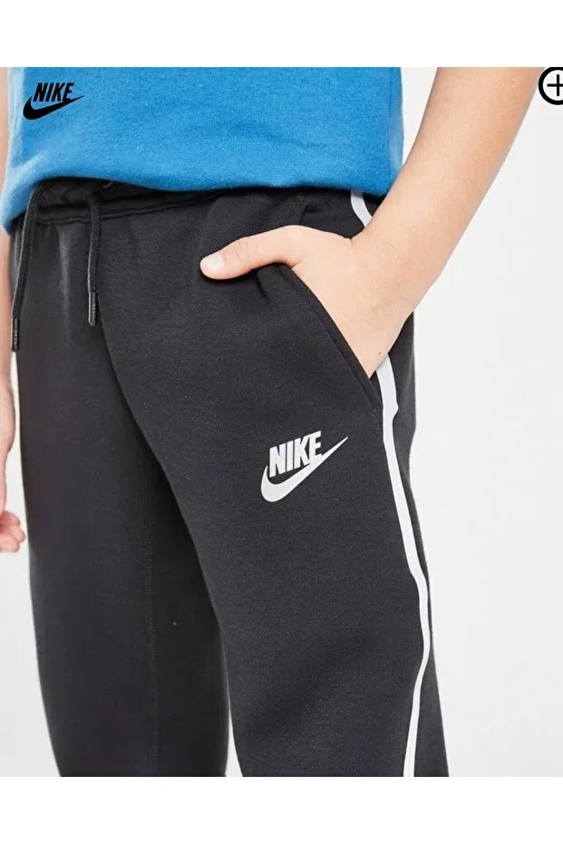 Детские спортивные штаны для девочек с принтом Tech Fleece TF+ Jogger Kids' Sweatpants FZ5434 Nike, Black — фото 4
