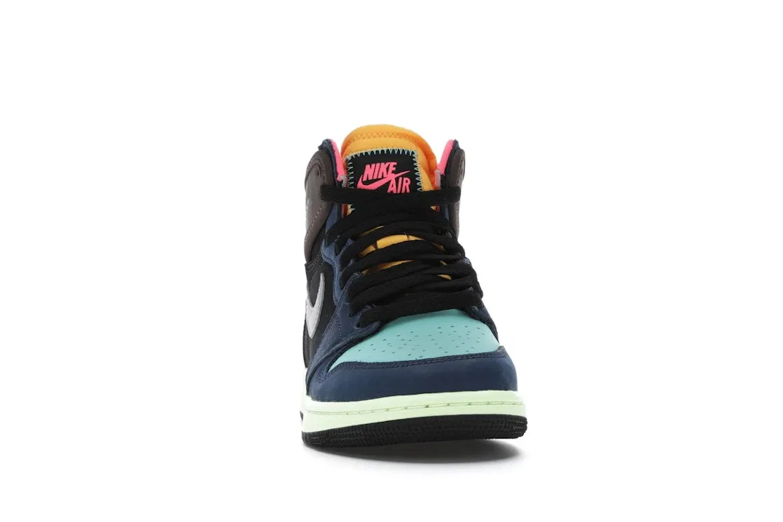 Детские кроссовки для мальчиков высокие с принтом Jordan 1 Retro High Tokyo Bio Hack Jordan, Baroque Brown/Black-Laser Orange-Racer Pink — фото 2