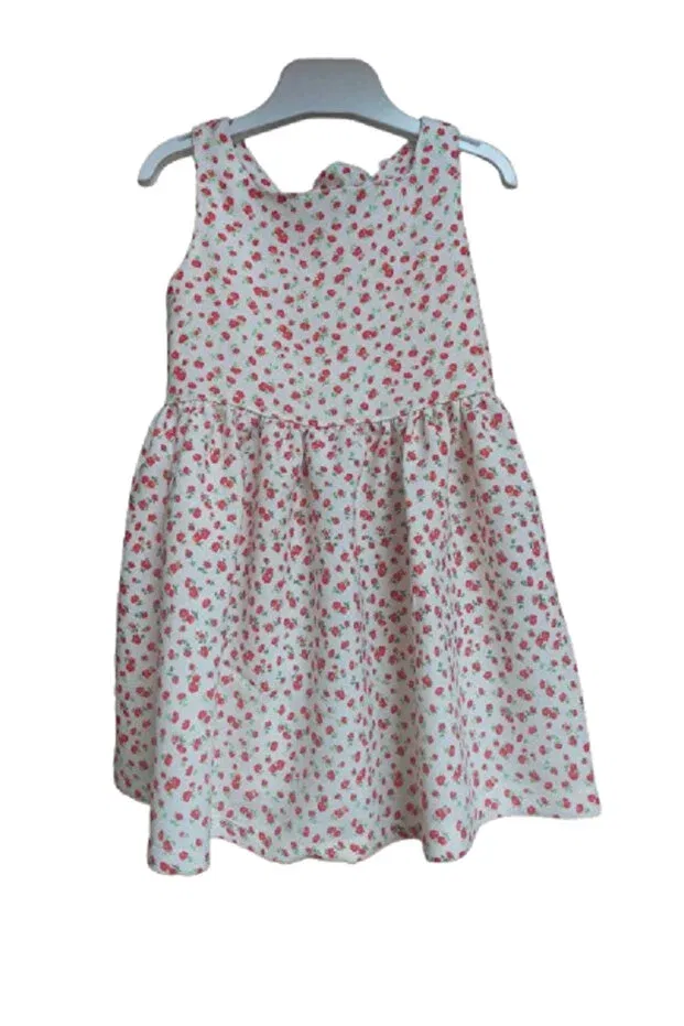 Детское платье для девочек хлопковое Red Floral Print Baby Girl Cotton Linen Dress Babyelos, Red — фото 3