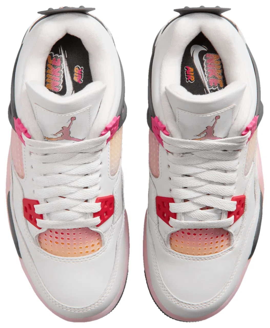 Детские кроссовки для девочек с кожаным верхом Jordan Retro 4, Tan/Gray/Pink — фото 4