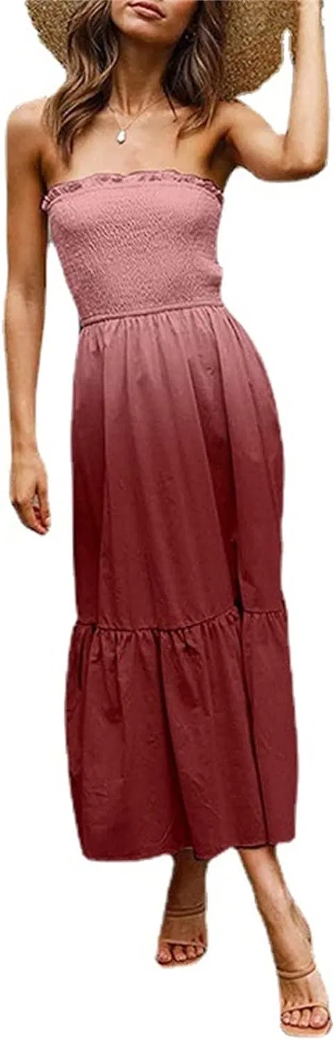 Женское летнее пляжное платье с открытыми плечами, Red