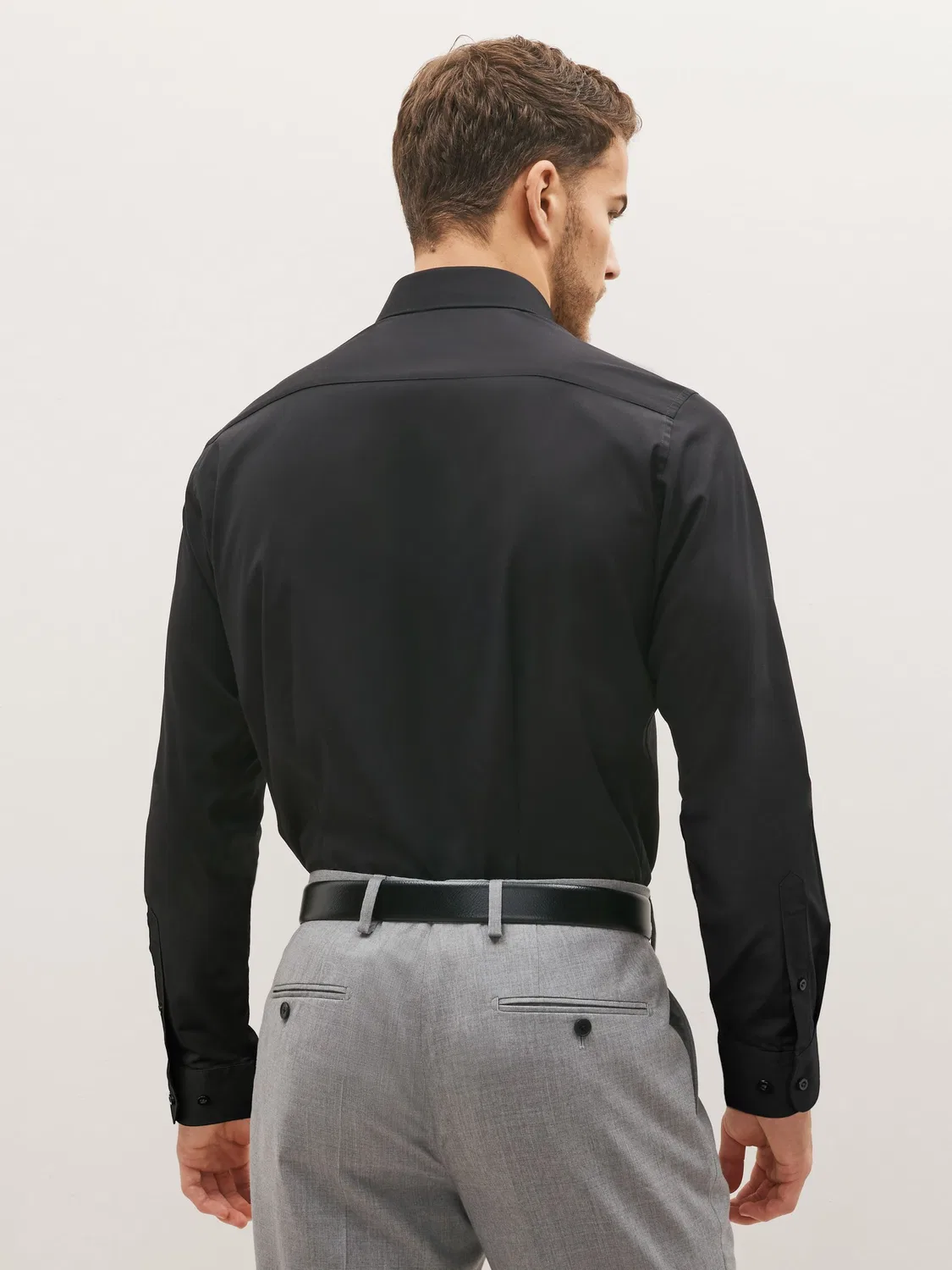 Рубашка Slim Fit, двойная манжета Next, черный — фото 2