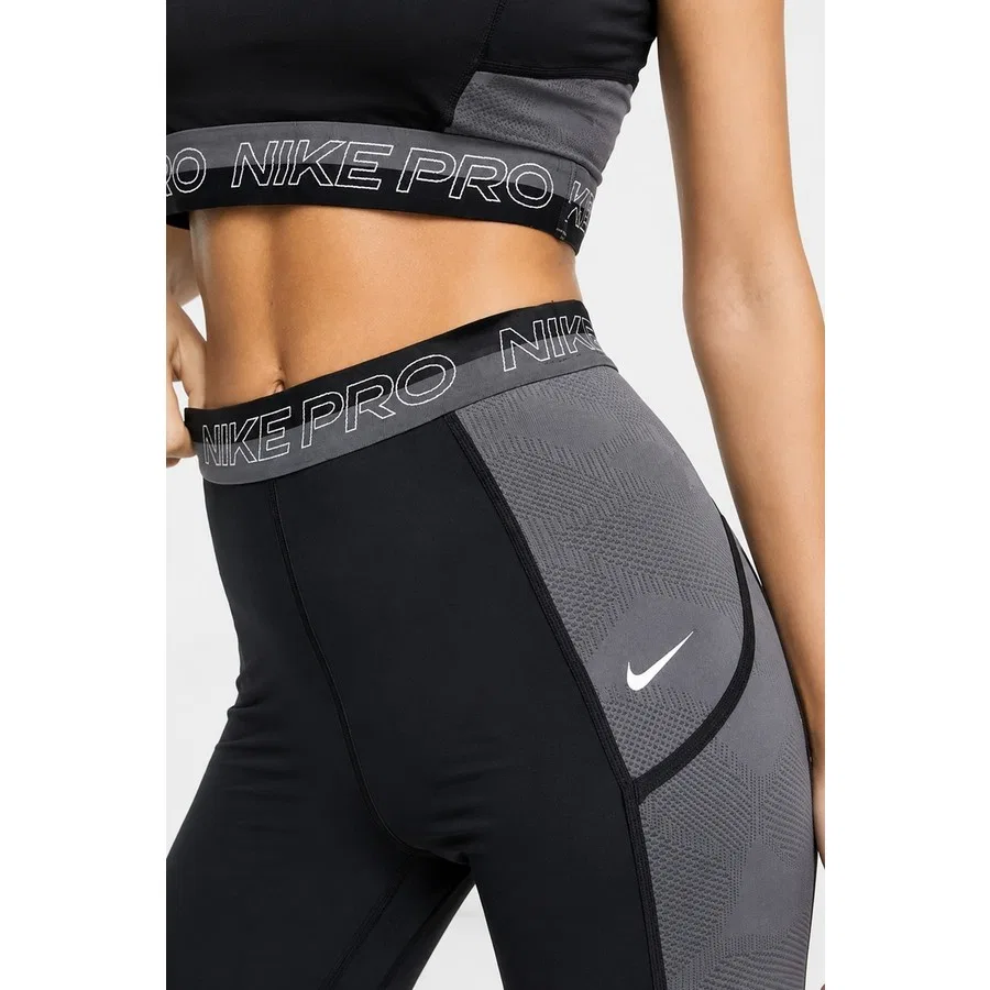 Леггинсы спортивные с высоким поясом и карманами Nike Pro High Rise 7/8 Training Leggings With Pockets, Черный — фото 3
