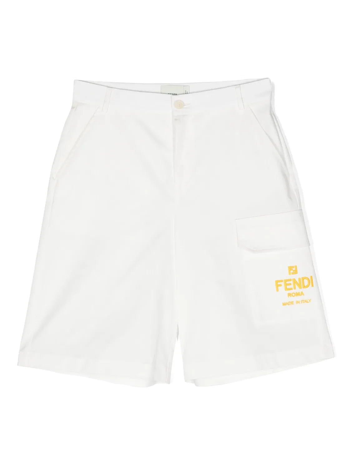 Шорты бермуды с мотивом FF из хлопка FENDI, белый