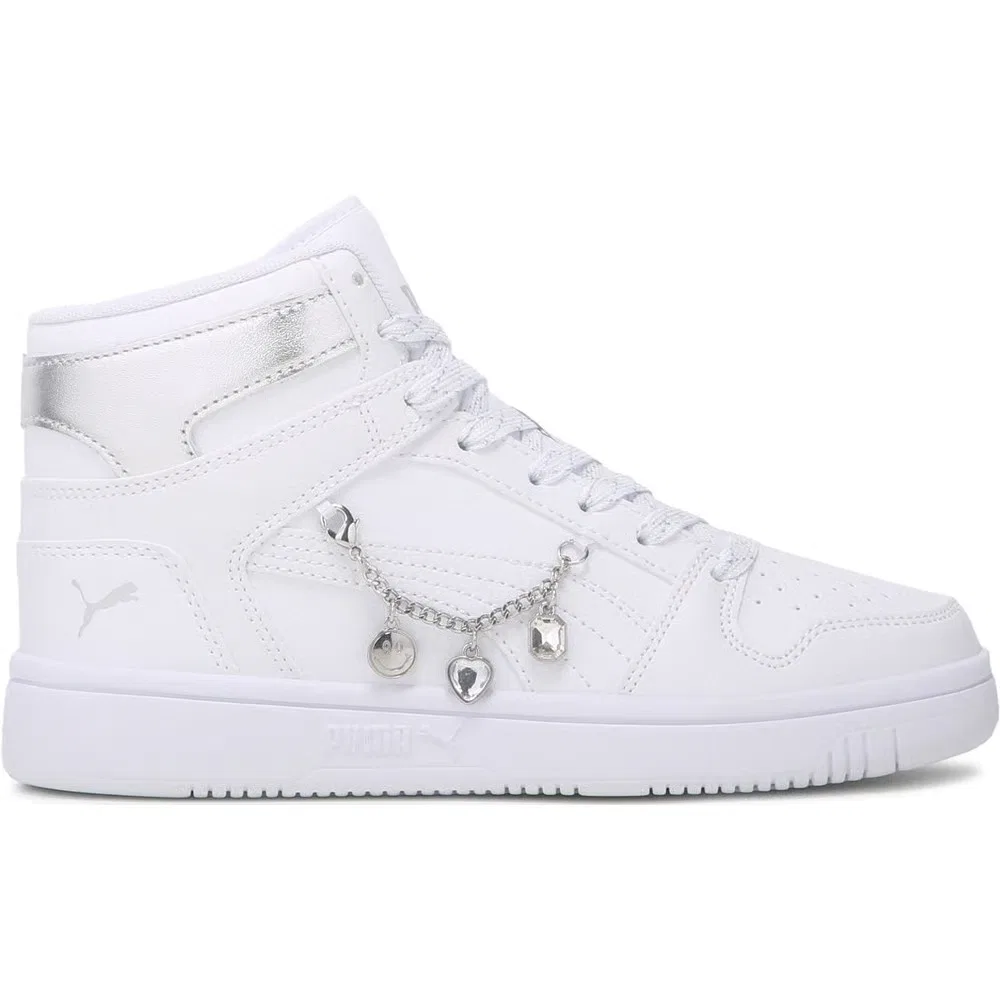 Детские высокие кроссовки Puma, White/Silver — фото 2