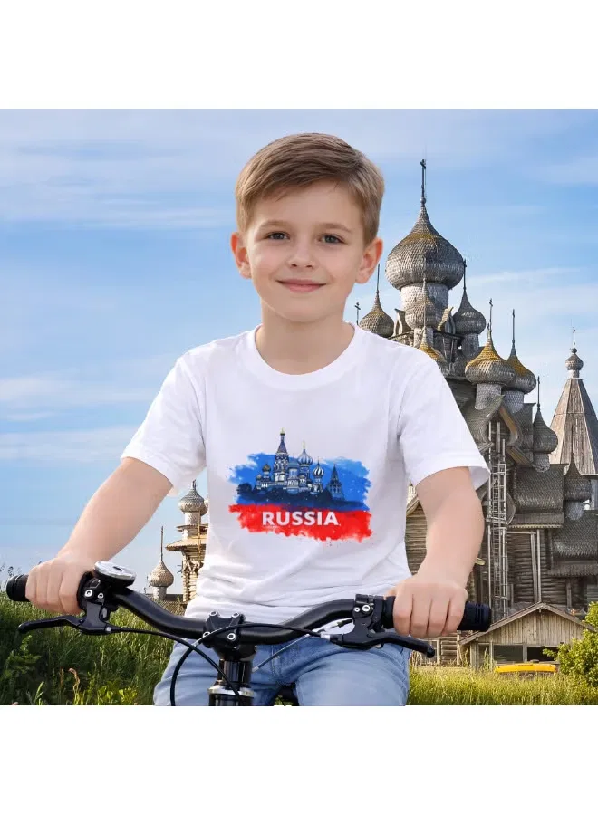 Футболка с принтом Россия для мальчиков Printshop4Me, белый — фото 4