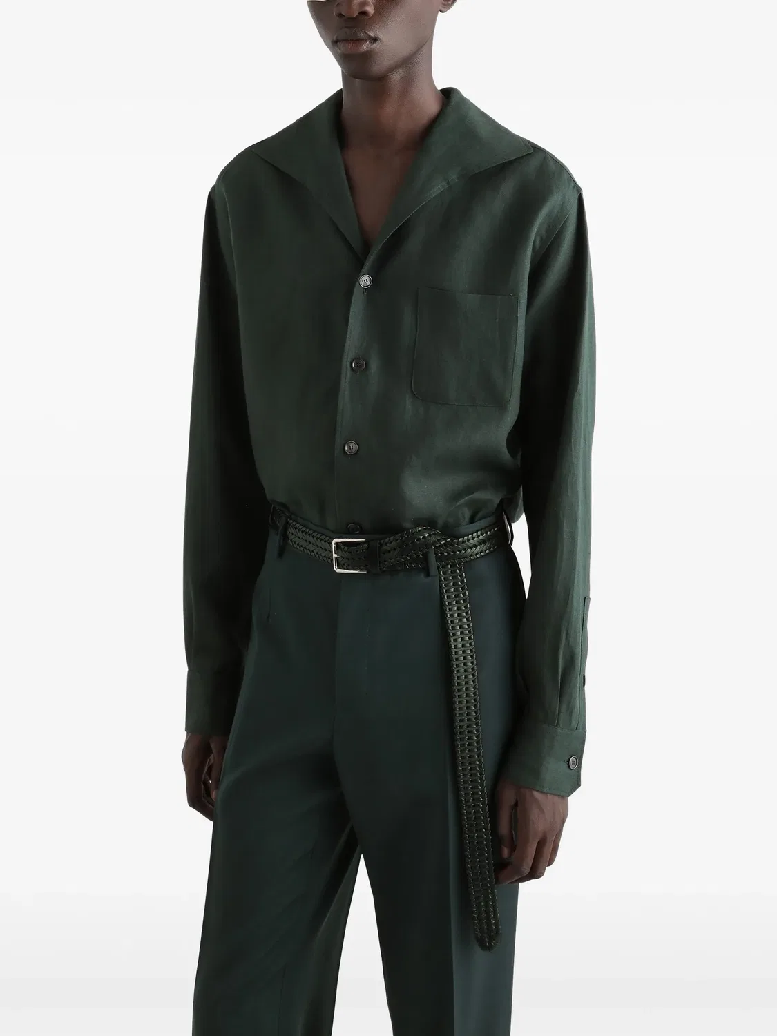 Dolce & Gabbana Рубашка с матросским воротником, зеленая — фото 3
