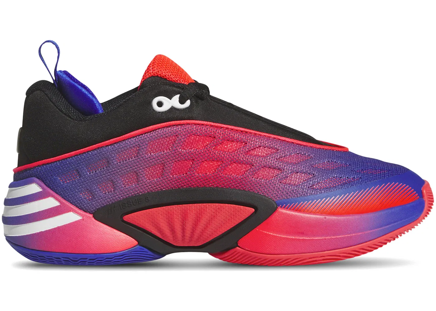 Детские кроссовки для мальчиков с длинным шнурком Adidas D.O.N. Issue #8, Core Black Lucid Red Lucid Blue