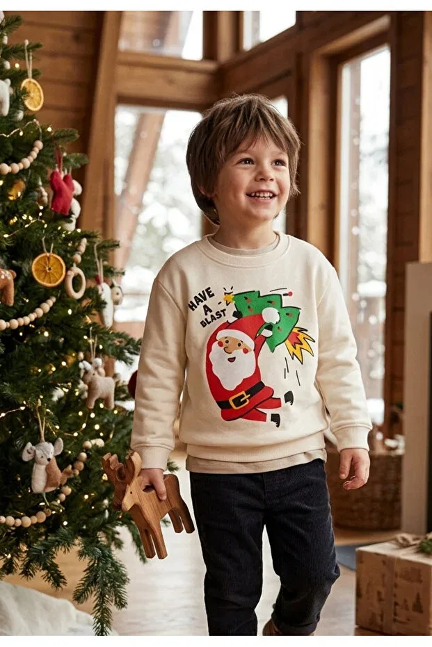 Детские свитшот для девочек с принтом Unisex Children's Christmas Patterned Babylory Kdis Store, Multicolor