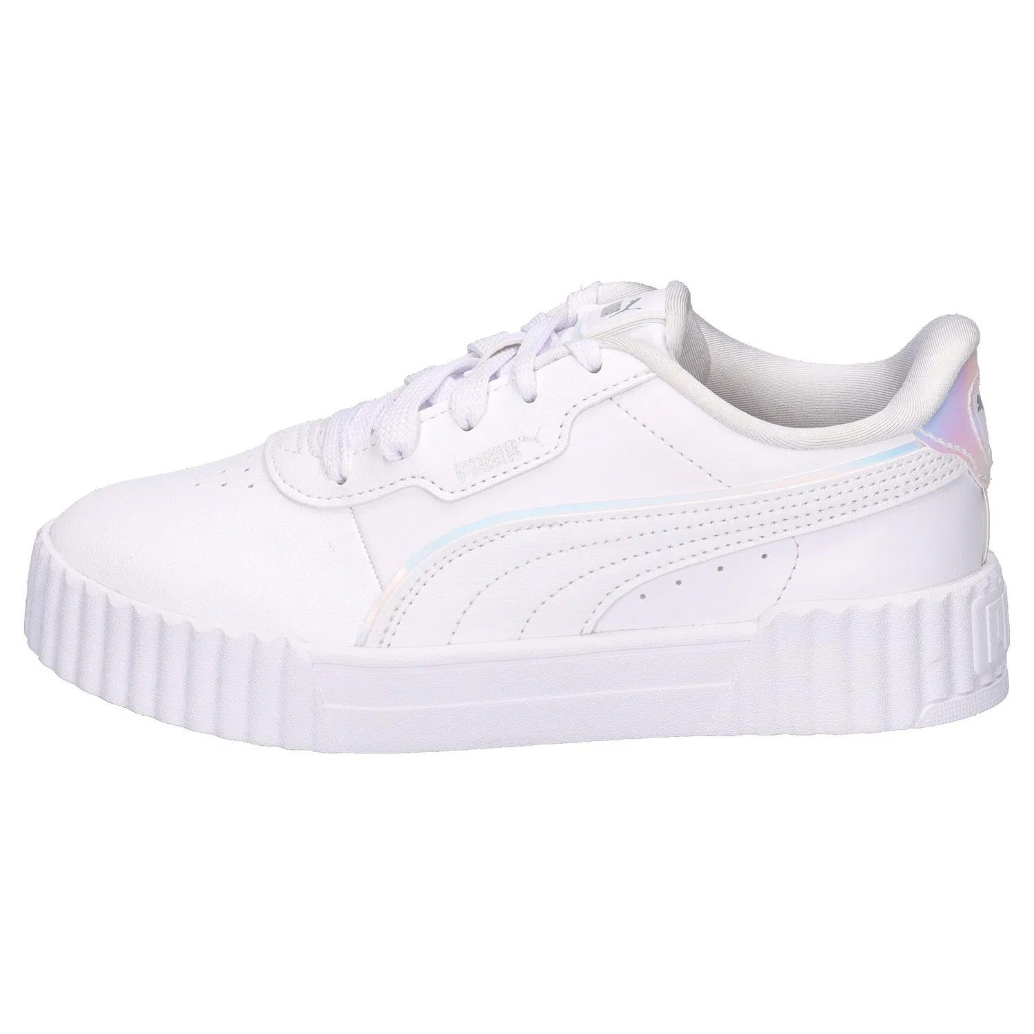 Детские кроссовки для девочек с блестящей пяткой Carina 3.0 Holo 2.0 PS Puma, Weiss Silber — фото 2