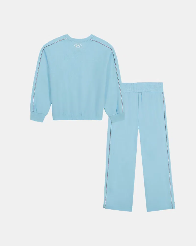 Детский комплект из флиса с lurex-отделкой, свитшот и широкие брюки, Rival Fleece Lurex Piping UnderArmour, Opal Blue/Metallic Silver — фото 3