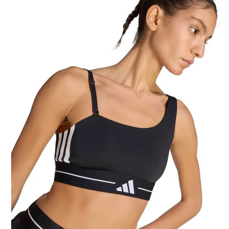 Спортивный бюстгальтер с легкой поддержкой Hyperglam 3-Stripes adidas Performance, Черный — фото 2