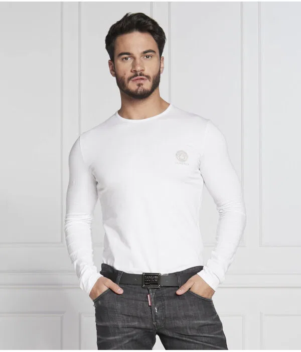 Мужской комплект лонгсливов Longsleeve 2-Pack Slim Fit Versace, белый — фото 3