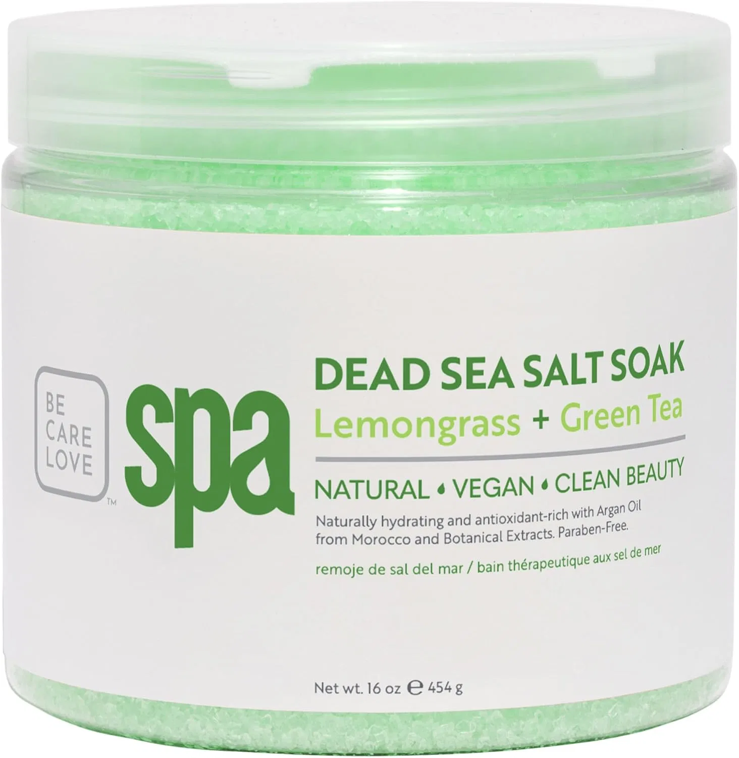 Соль для ванн BCL Spa Lemongrass and Green Tea Dead Sea Soak, 454 г, Multicoloured