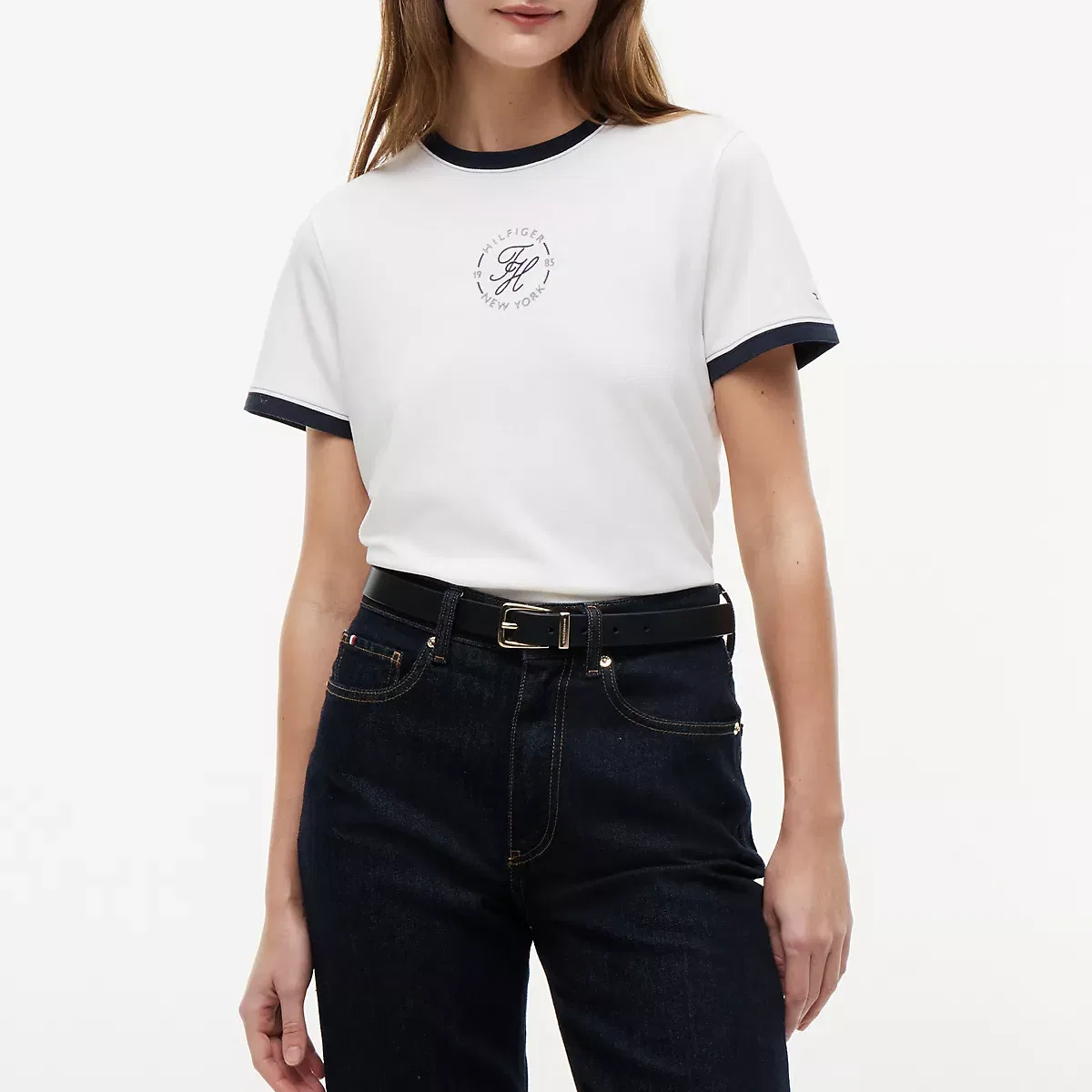 Женская футболка с круглым вырезом Tommy Hilfiger, White Ybl — фото 4