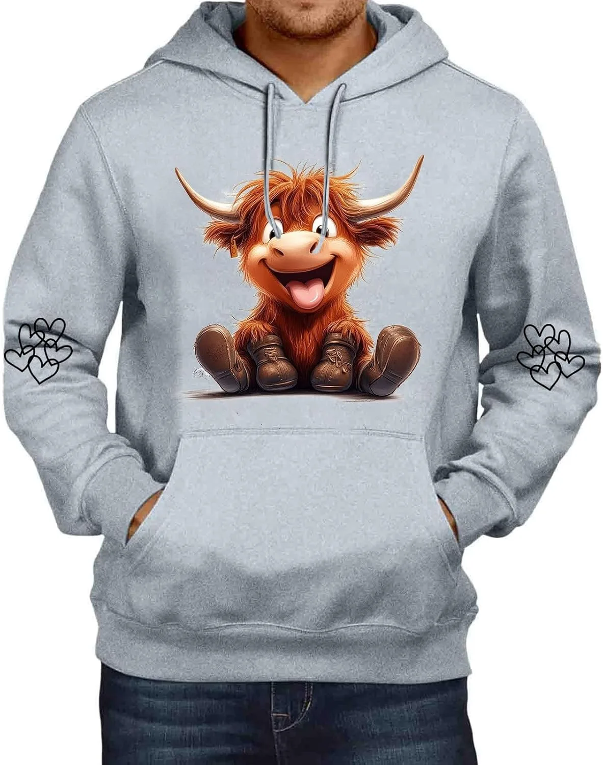 Мужской свитшот с капюшоном и принтом в стиле cattle print
