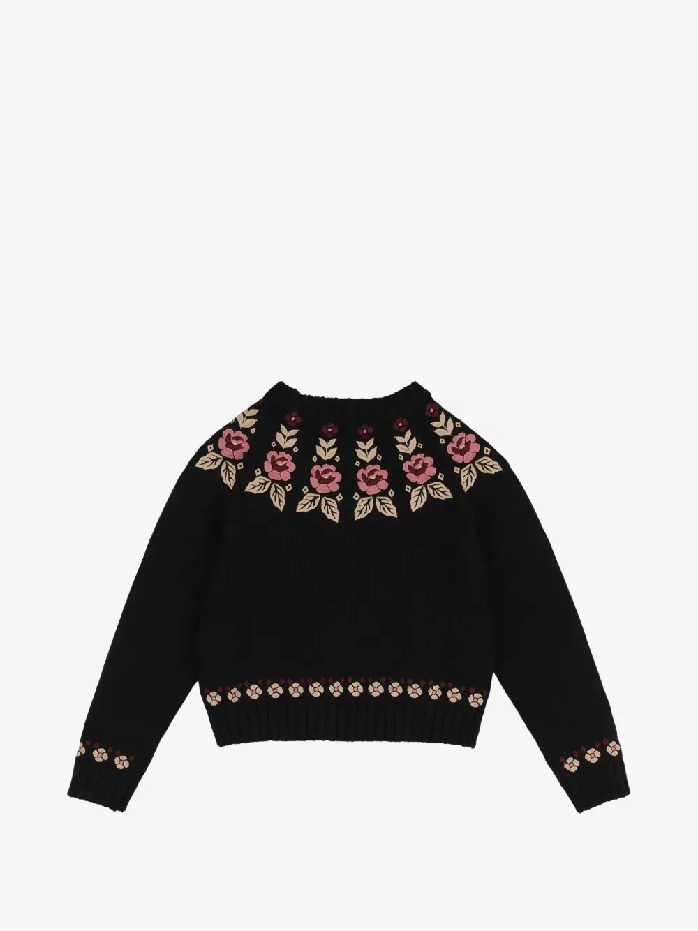 Свитер с цветочной вышивкой Chloe Kids, черный — фото 2