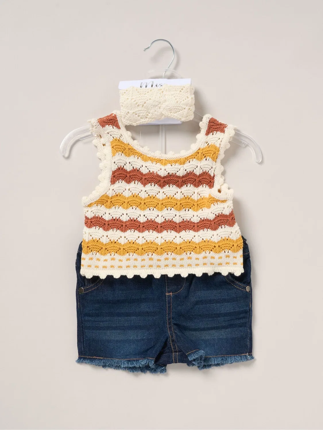 Комплект одежды для мальчика True Knit Top Shorts and Headband Miss, кремовый/голубой