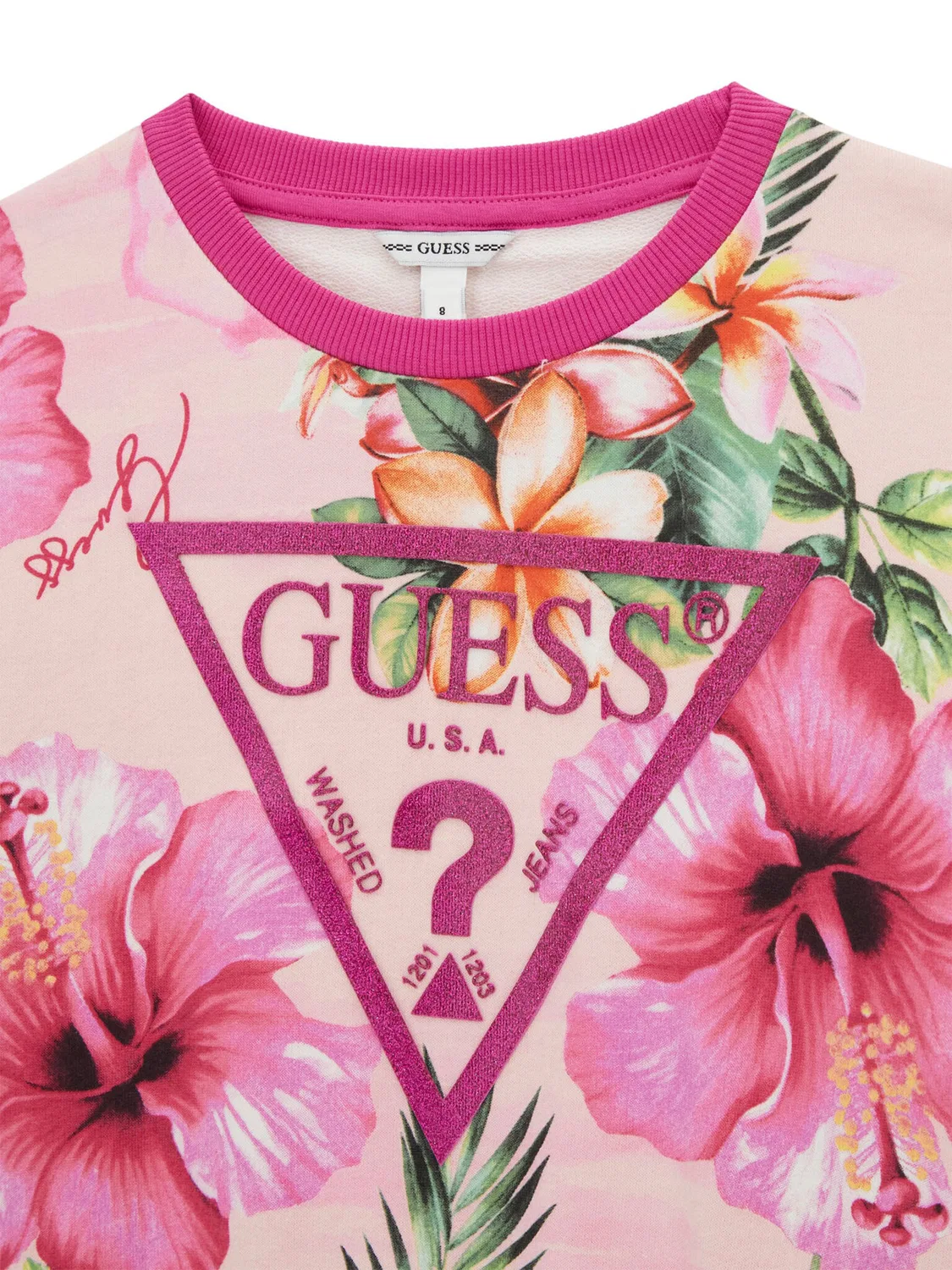 Свитшот свободного кроя для девочки Guess, розовый — фото 3