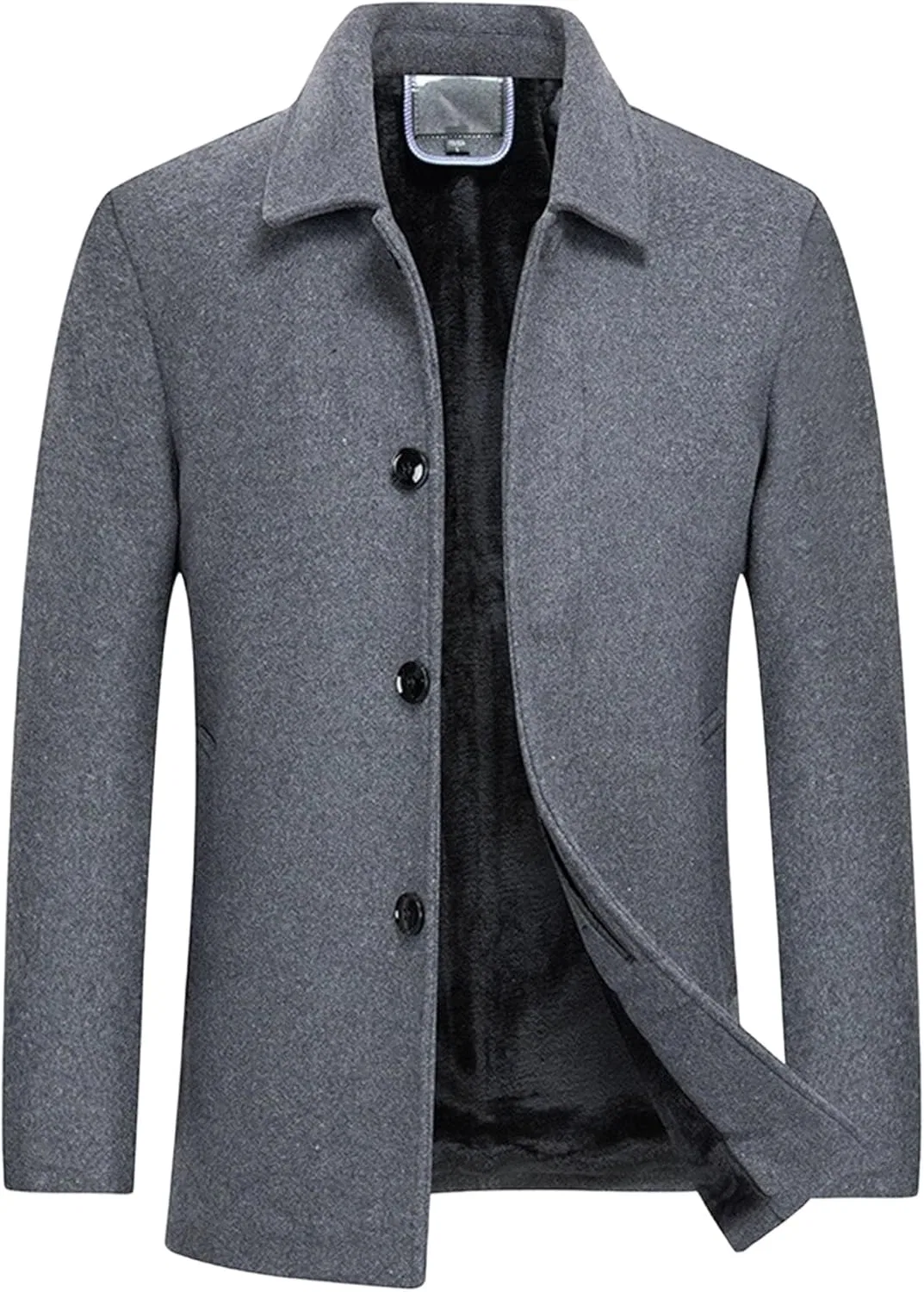 Мужское пальто средней длины с однобортной застежкой, Winter Overcoat, серый