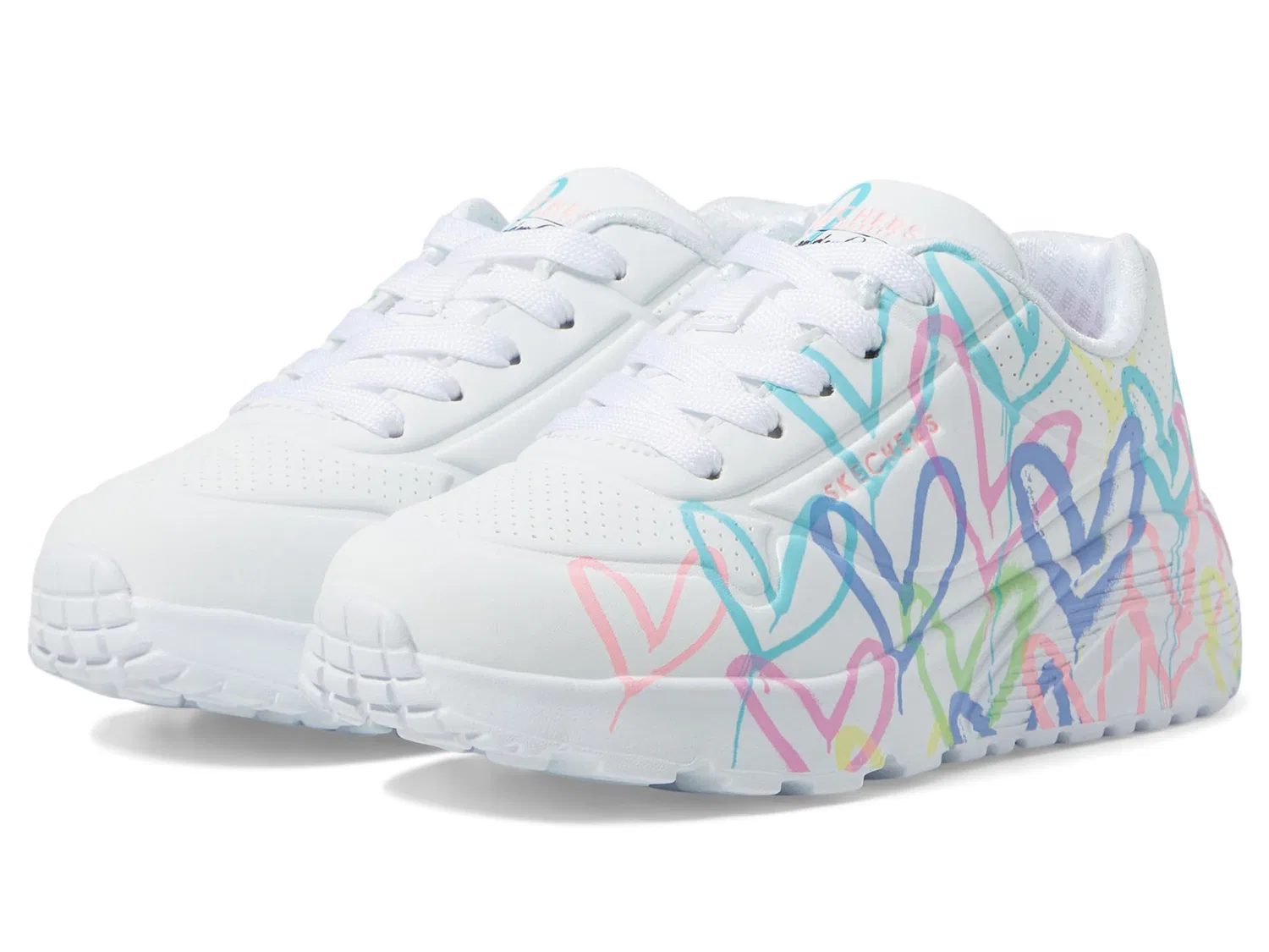 Детские кроссовки для девочек с принтом One Lite-spread the Love Skechers, White Purple Turquoise